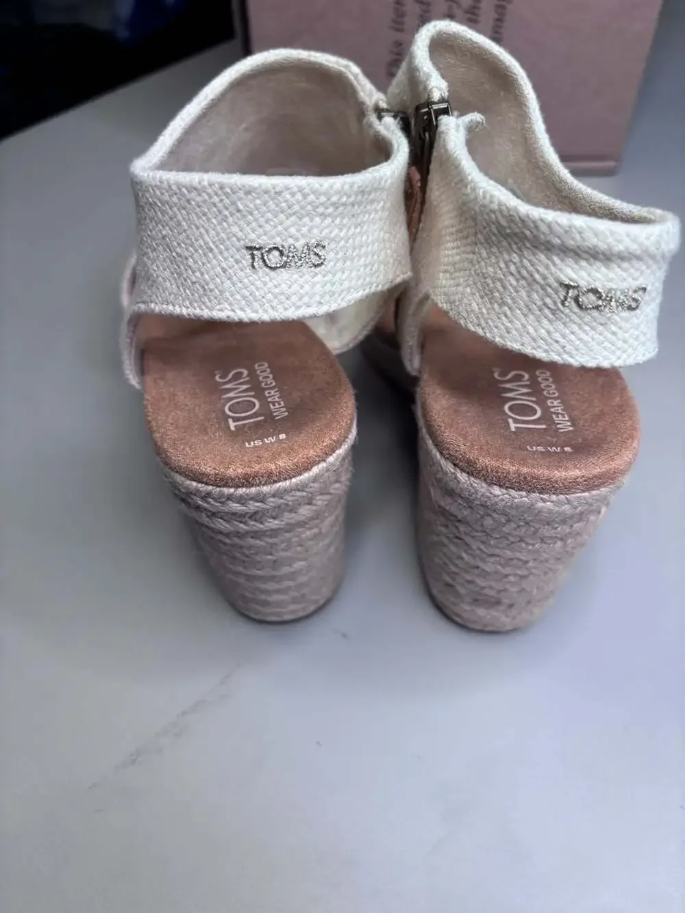TOMS Majorca Natural Canvas Espadrille Platform Sandals size 8